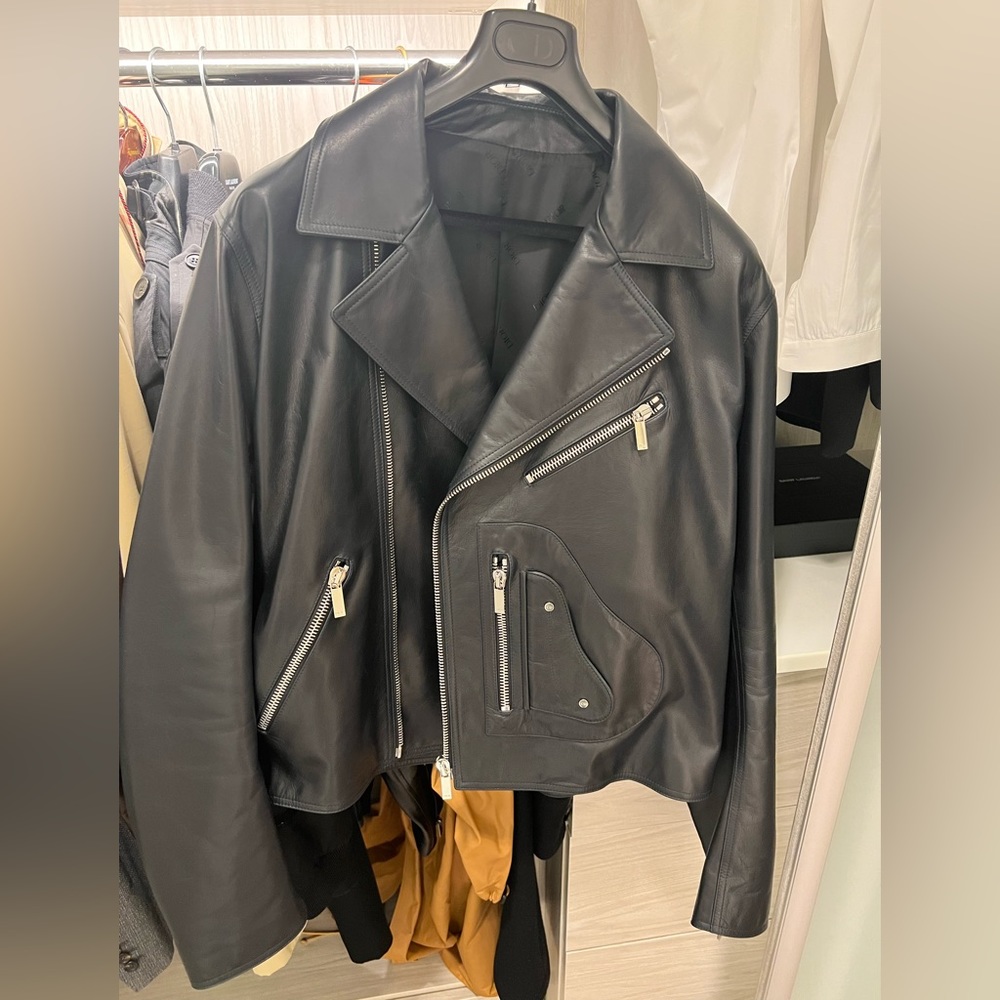 Dior Men Black Bull-skin Leather Jacket Dior Size 54/ US 44